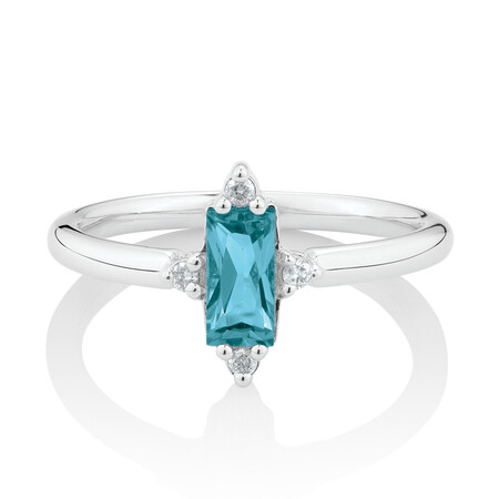 Stacker Ring with Diamonds & Blue Topaz in Sterling Silver Stacker Ring with Diamonds & Blue Topaz in Sterling Silver