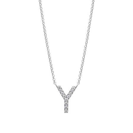 "Y" Initial necklace with 0.10 Carat TW of Diamonds in 10kt White Gold