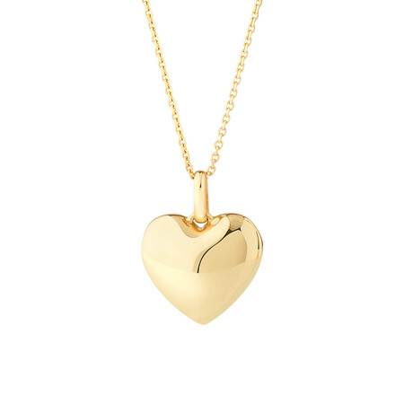 Small Puff Heart Pendant in 10kt Yellow Gold