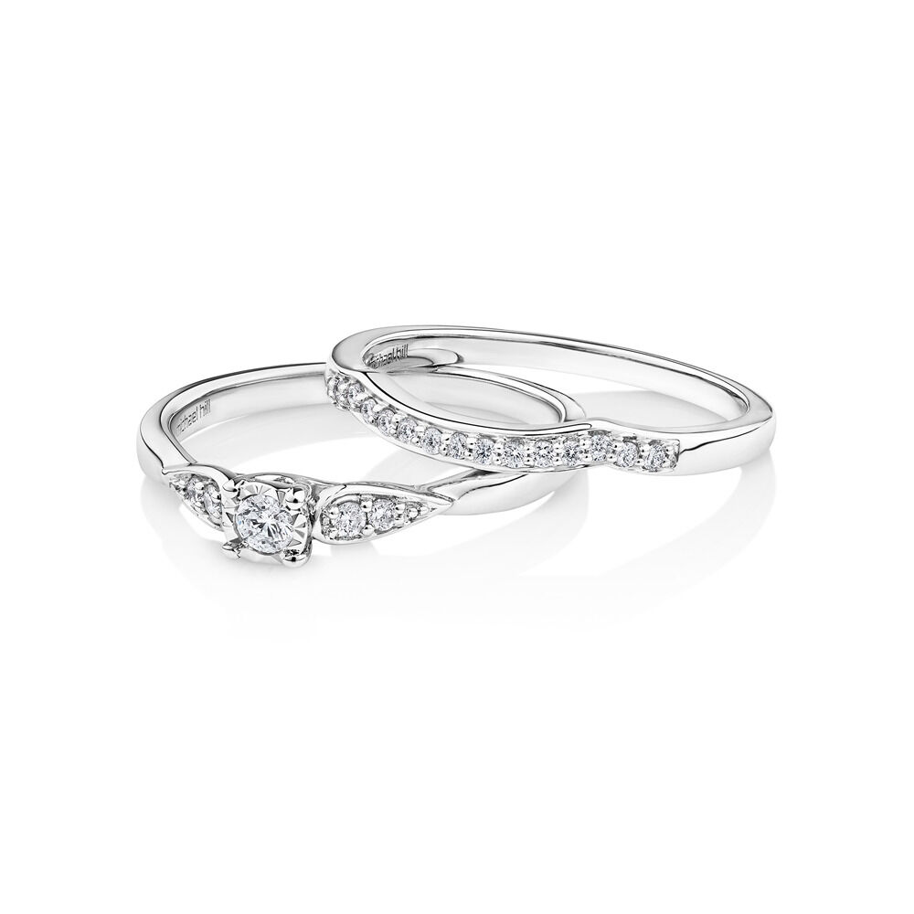 Bridal Set With 0.22 Carat TW of Diamonds In 10ct White Gold