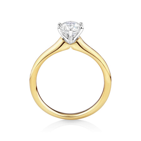 Certified Solitaire Engagement Ring with a 3/4 Carat TW Diamond in 18kt Yellow & White Gold Certified Solitaire Engagement Ring with a 3/4 Carat TW Diamond in 18kt Yellow & White Gold