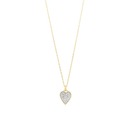Heart Pave Pendant with 0.17 Carat TW of Diamonds in 10ct Yellow Gold
