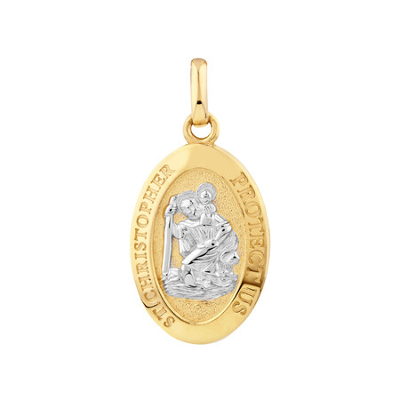 St Christopher Pendant in 10kt Yellow & White Gold St Christopher Pendant in 10kt Yellow & White Gold