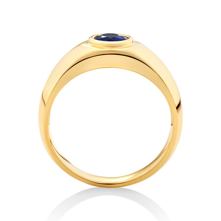 Men's Solitaire Ring with Sapphire in 10kt Gold Men's Solitaire Ring with Sapphire in 10kt Gold
