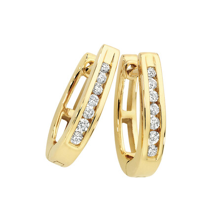 Huggie Earrings with 0.33 Carat TW of Diamonds in 10ct Yellow Gold