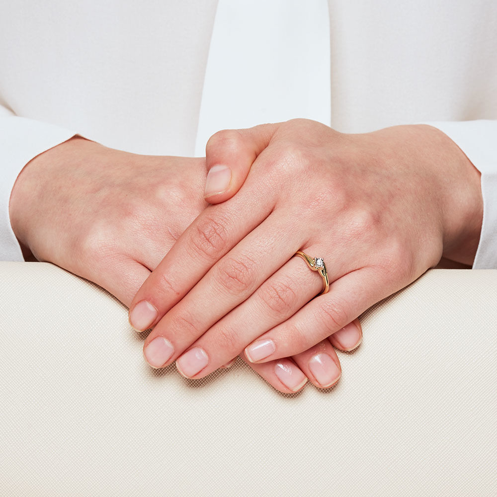 Solitaire Promise Ring with a Diamond in 10ct Yellow Gold