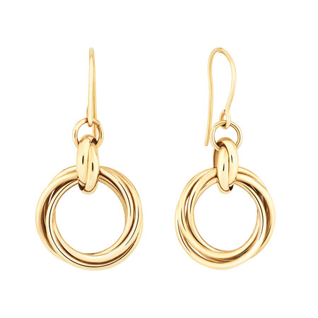 Circle Drop Earrings in 10kt Yellow Gold