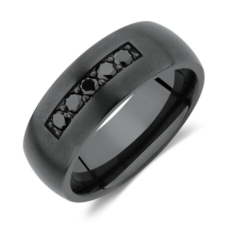 8mm Black Titanium Ring with Enhanced Black Diamonds