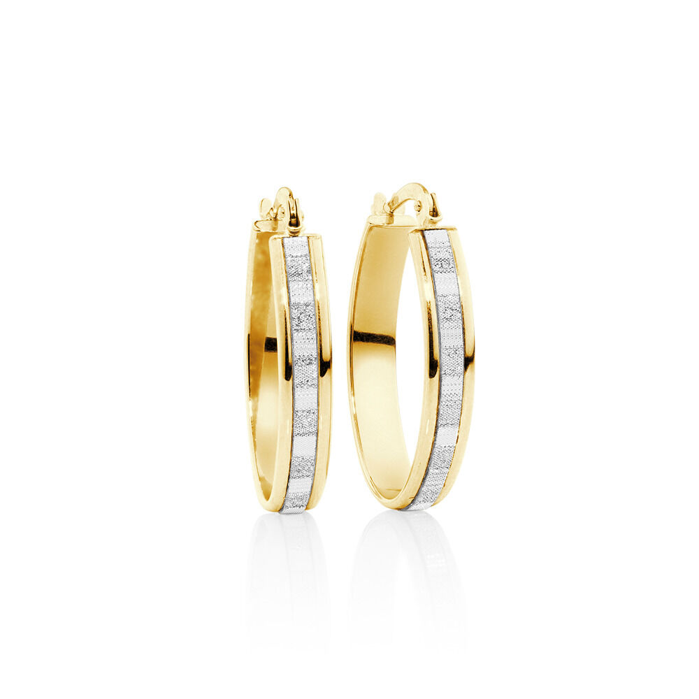 Glitter Hoop Earrings in 10ct Yellow Gold
