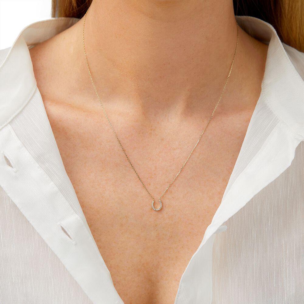 Horseshoe Necklace with 0.10 Carat TW 