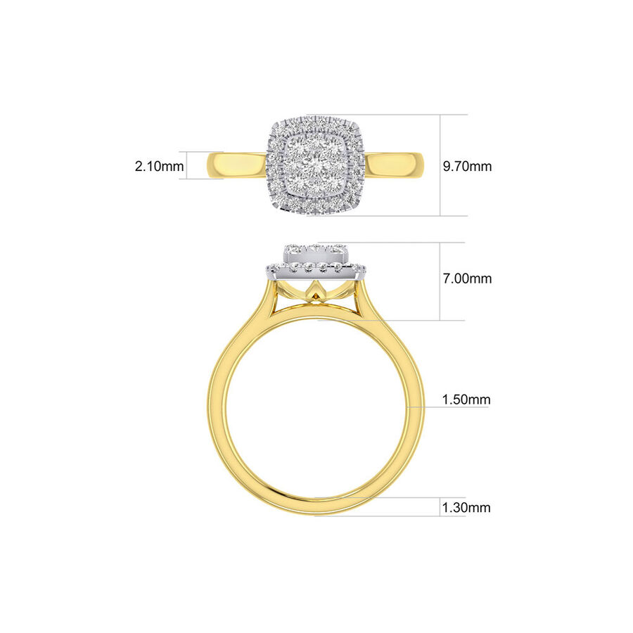 Engagement Ring with 1/2 Carat TW of Diamonds in 10ct Yellow & White Gold