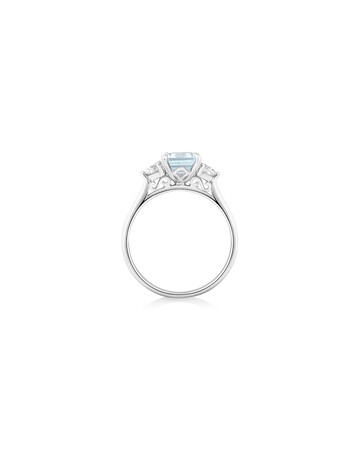 Ring with Aquamarine & 0.40 Carat TW of Diamonds in 10ct White Gold Ring with Aquamarine & 0.40 Carat TW of Diamonds in 10ct White Gold