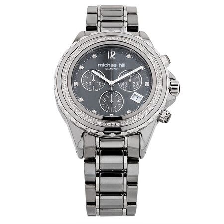 Unisex Chronograph Watch with 1/2 Carat TW of Diamonds in Grey Ceramic ...