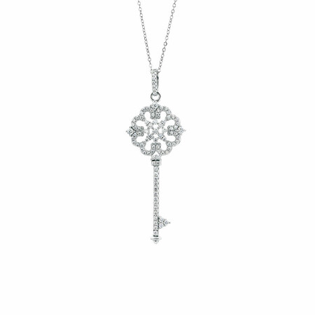 Key Pendant with Cubic Zirconia in Sterling Silver