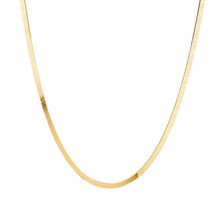 Adjustable 43-48cm (16-18") 3mm-3.5mm Width Herringbone Snake Chain In 10kt Yellow Gold Adjustable 43-48cm (16-18") 3mm-3.5mm Width Herringbone Snake Chain In 10kt Yellow Gold