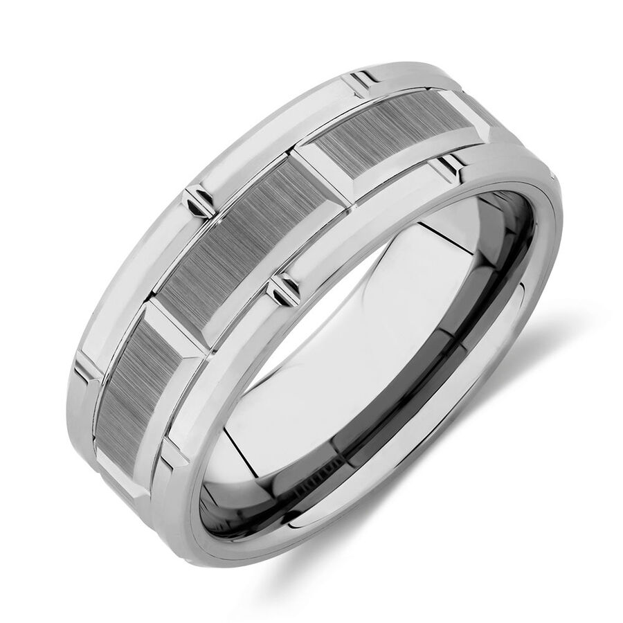 Men's Ring in Grey Sapphire Tungsten