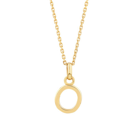 "O" Initial Pendant with Chain in 10kt Yellow Gold