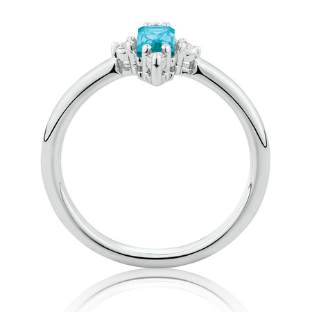 Stacker Ring with Diamonds & Blue Topaz in Sterling Silver Stacker Ring with Diamonds & Blue Topaz in Sterling Silver