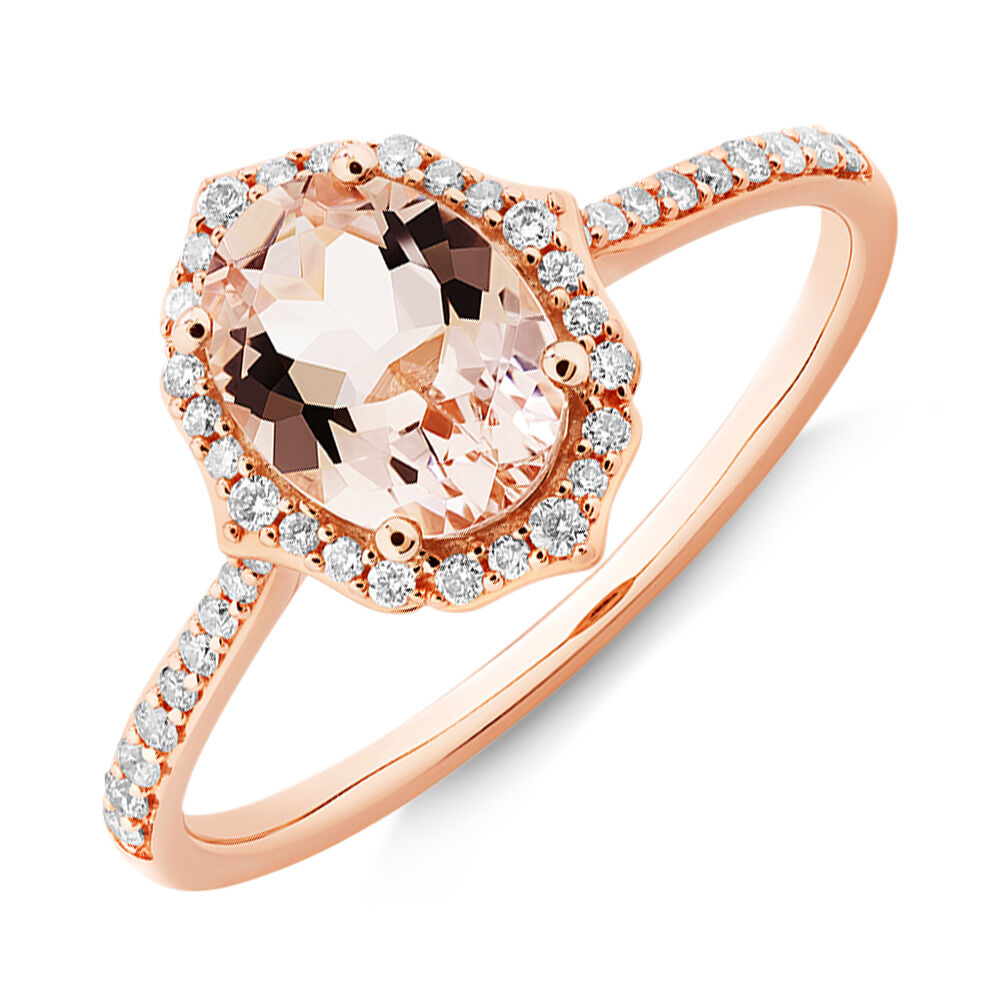 Bridal Set with 0.30 Carat TW of Diamonds Morganite in 14kt Rose