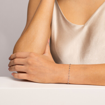 19cm (7") Beaded Bracelet in 10ct White Gold 19cm (7") Beaded Bracelet in 10ct White Gold