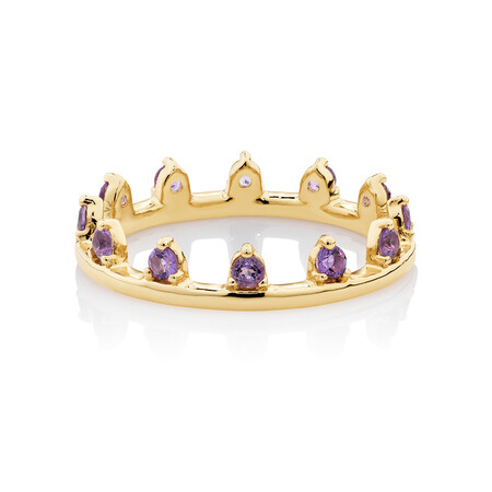 Zipper Ring with Natural Amethyst in 10kt Yellow Gold Zipper Ring with Natural Amethyst in 10kt Yellow Gold