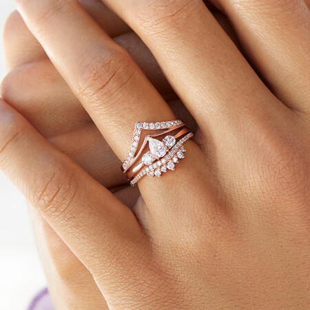 Evermore Three Stone Engagement Ring with 0.50 Carat TW of Diamonds in 10ct Rose Gold Evermore Three Stone Engagement Ring with 0.50 Carat TW of Diamonds in 10ct Rose Gold