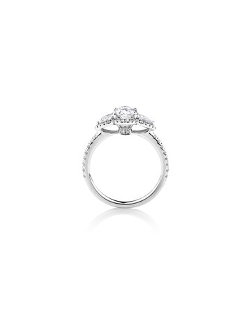 Sir Michael Hill Designer Three Stone Halo Engagement Ring with 1.26 Carat TW of Diamonds in 18ct White Gold Sir Michael Hill Designer Three Stone Halo Engagement Ring with 1.26 Carat TW of Diamonds in 18ct White Gold