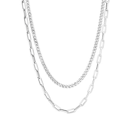 50cm (20") Curb and Paperclip Chain in Sterling Silver
