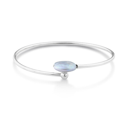 Bangle with Cultured Freshwater Pearl in Sterling Silver Bangle with Cultured Freshwater Pearl in Sterling Silver