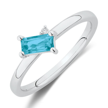 Stacker Ring with Diamond & Blue Topaz in Sterling Silver Stacker Ring with Diamond & Blue Topaz in Sterling Silver
