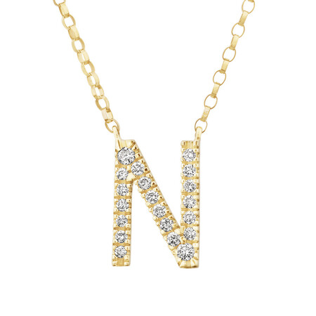 "N" Initial Necklace with 0.10 Carat TW of Diamonds in 10kt Yellow Gold