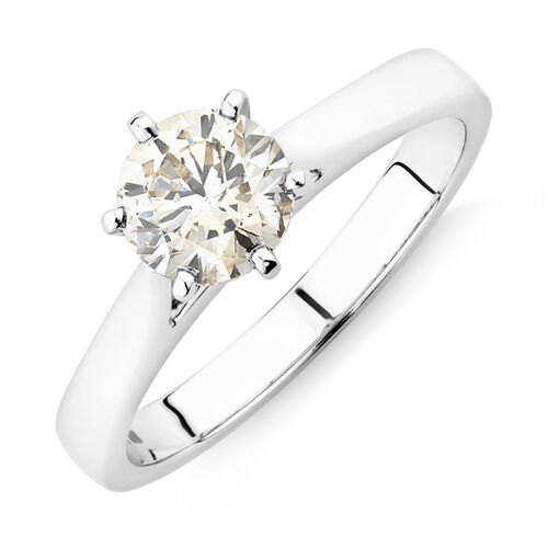 Solitaire Engagement Ring with 1 Carat Diamond in 14kt White Gold