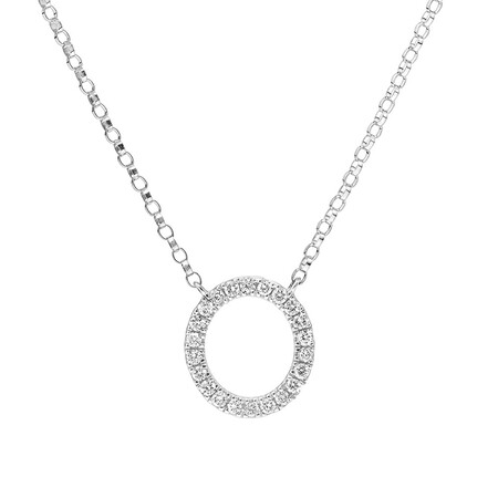 "O" Initial necklace with 0.10 Carat TW of Diamonds in 10ct White Gold "O" Initial necklace with 0.10 Carat TW of Diamonds in 10ct White Gold
