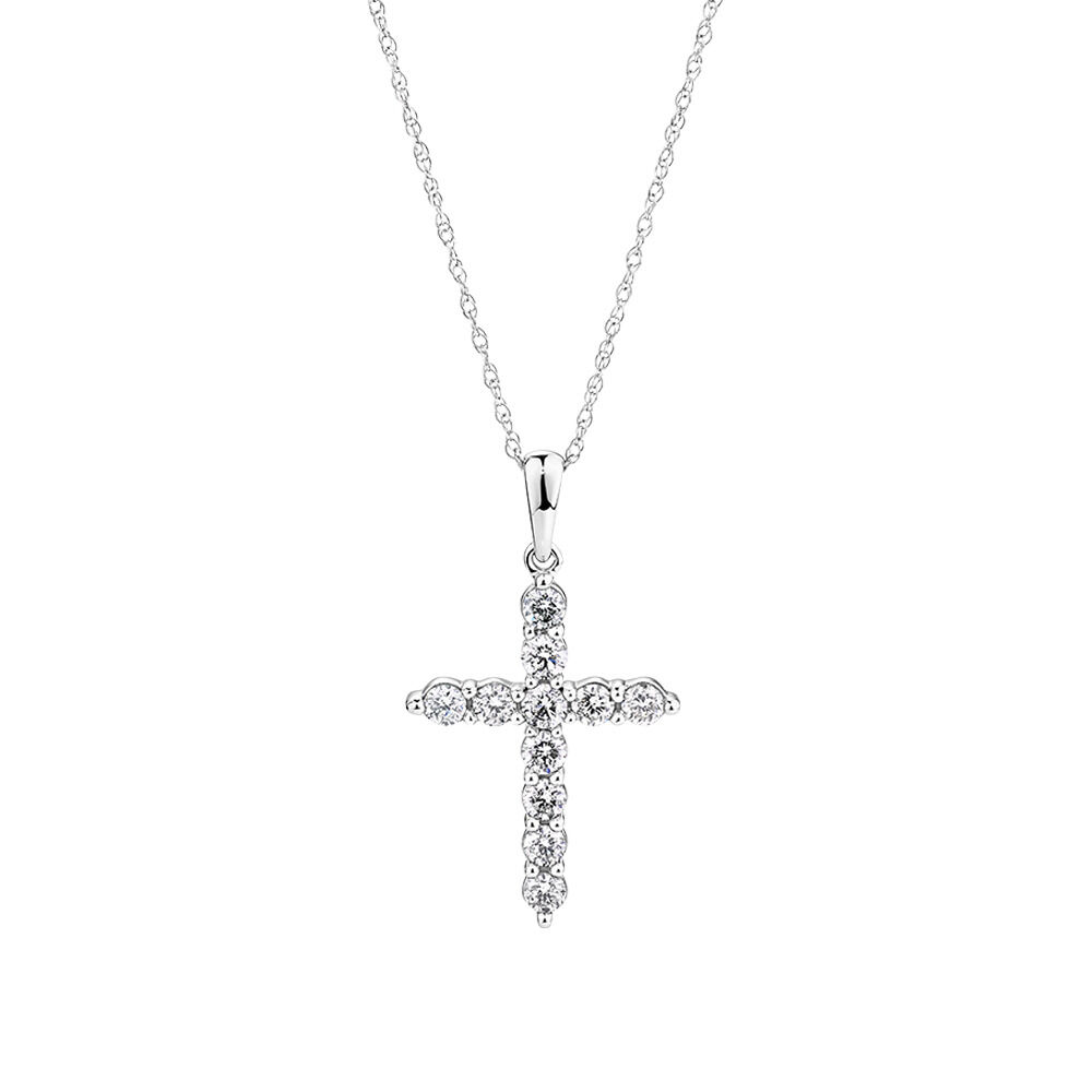 Cross Pendant with 0.50 Carat TW of Diamonds in 10kt White Gold