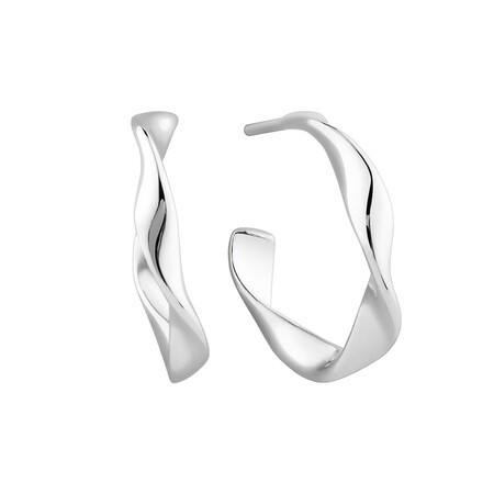Sculpture Hoop Earrings in Sterling Silver