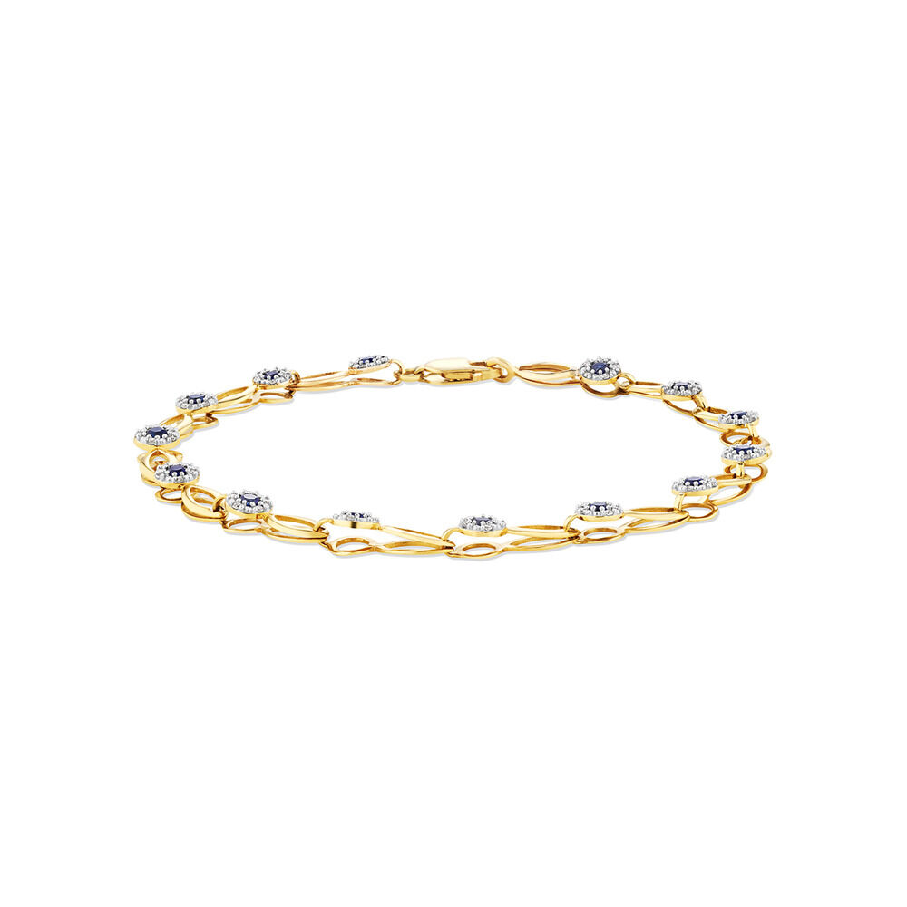 Bracelet with Laboratory Created Sapphire 0.25 Carat TW of Natural Diamonds in 10kt Yellow Gold