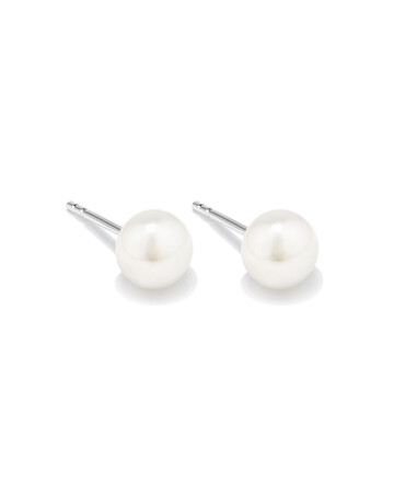 Stud Earrings with 6mm Button Cultured Freshwater Pearls in Sterling Silver Stud Earrings with 6mm Button Cultured Freshwater Pearls in Sterling Silver