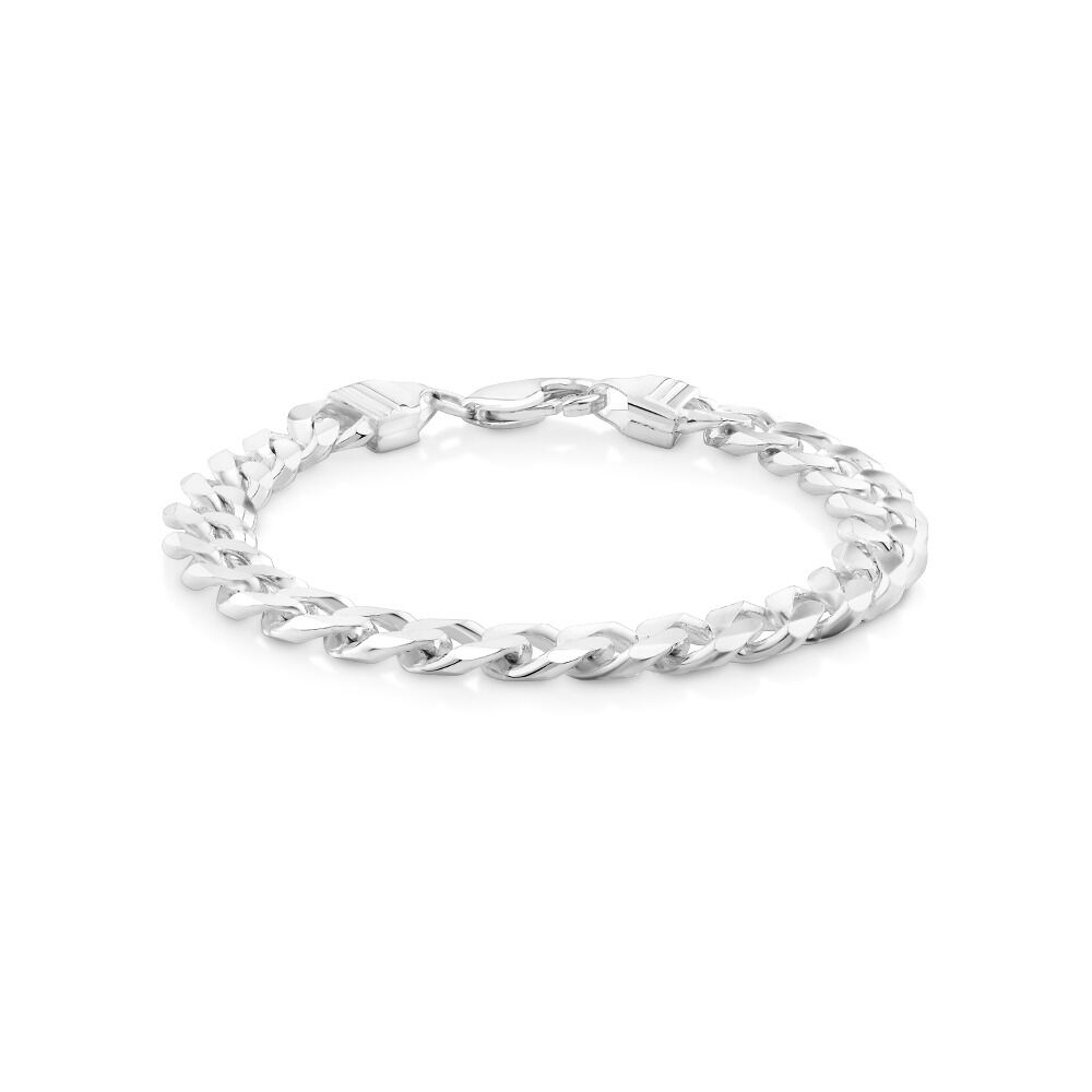 21cm (8.5") Men's Curb Bracelet in Sterling Silver