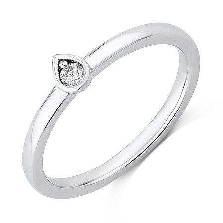 Pear Stacker Ring with Diamonds in Sterling Silver Pear Stacker Ring with Diamonds in Sterling Silver
