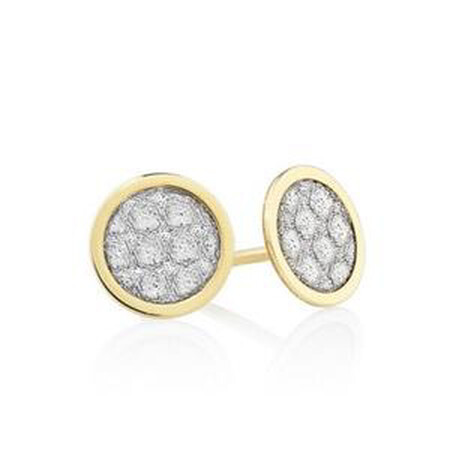 Small Circle Glitter Stud Earrings in 10ct Yellow Gold Small Circle Glitter Stud Earrings in 10ct Yellow Gold