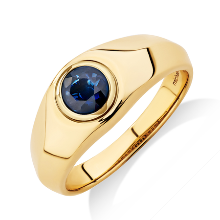 Men's Solitaire Ring with Sapphire in 10kt Gold