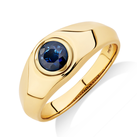Men's Solitaire Ring with Sapphire in 10kt Gold Men's Solitaire Ring with Sapphire in 10kt Gold