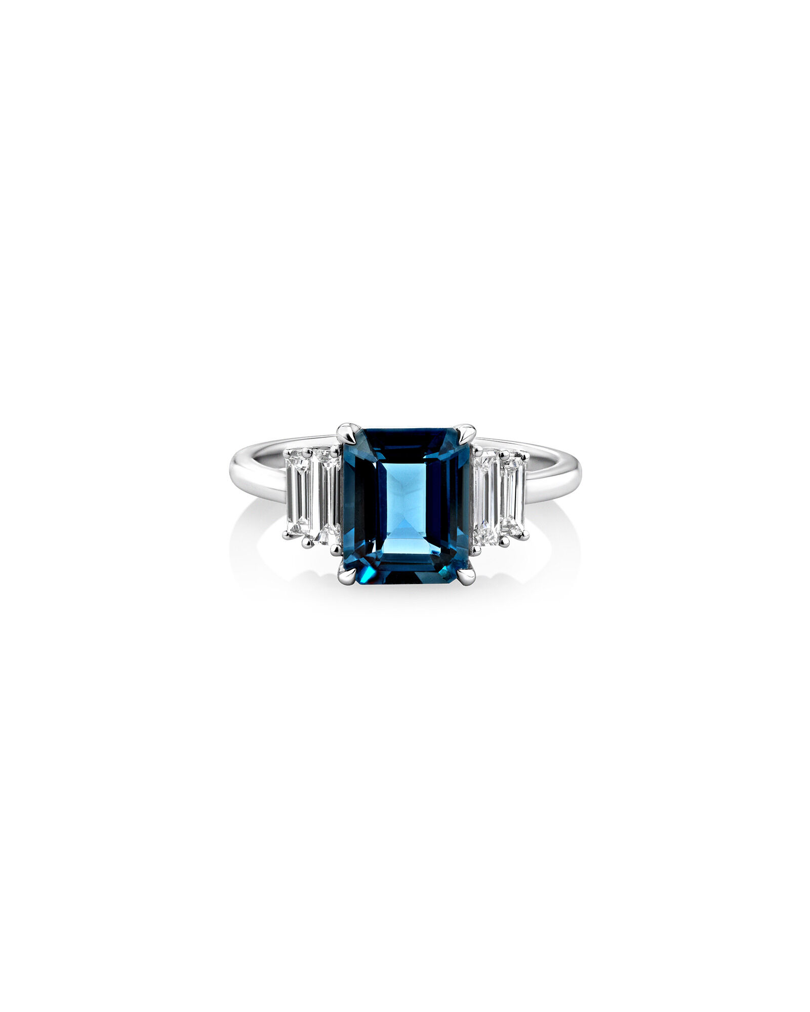 London Blue Topaz Ring with 0.30 Carat TW of Diamonds in 14kt