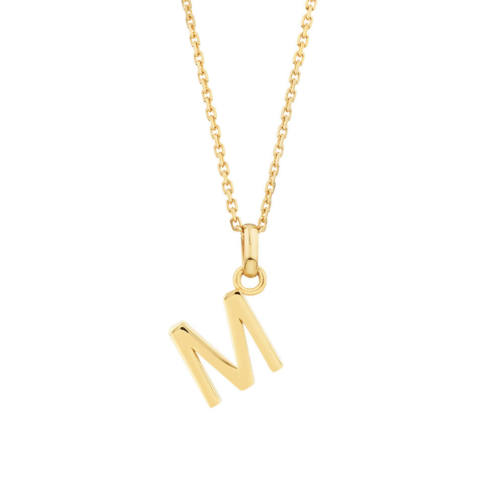M Initial Pendant in 10kt Yellow Gold