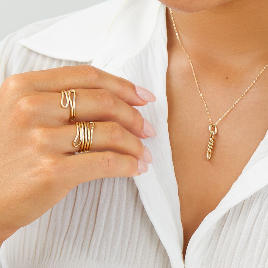 Double Vertical Loop Pendant In 10Ct Yelow Gold