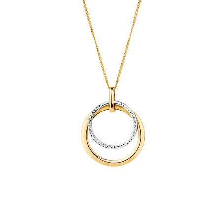 Double Circle Pendant in 10kt Yellow & White Gold