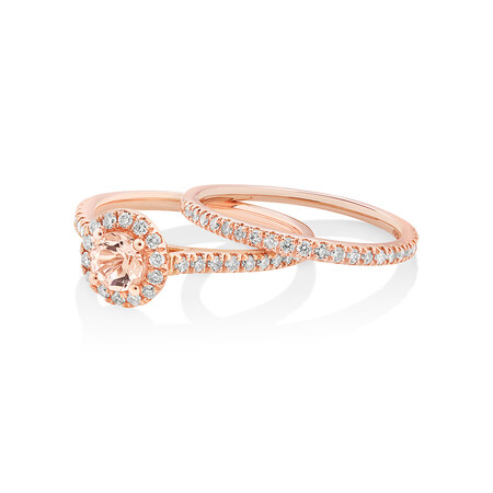 Evermore Bridal Set with Morganite & 0.54 Carat TW of Diamonds in 14kt Rose Gold Evermore Bridal Set with Morganite & 0.54 Carat TW of Diamonds in 14kt Rose Gold