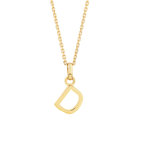 "D" Initial Pendant with Chain in 10kt Yellow Gold "D" Initial Pendant with Chain in 10kt Yellow Gold