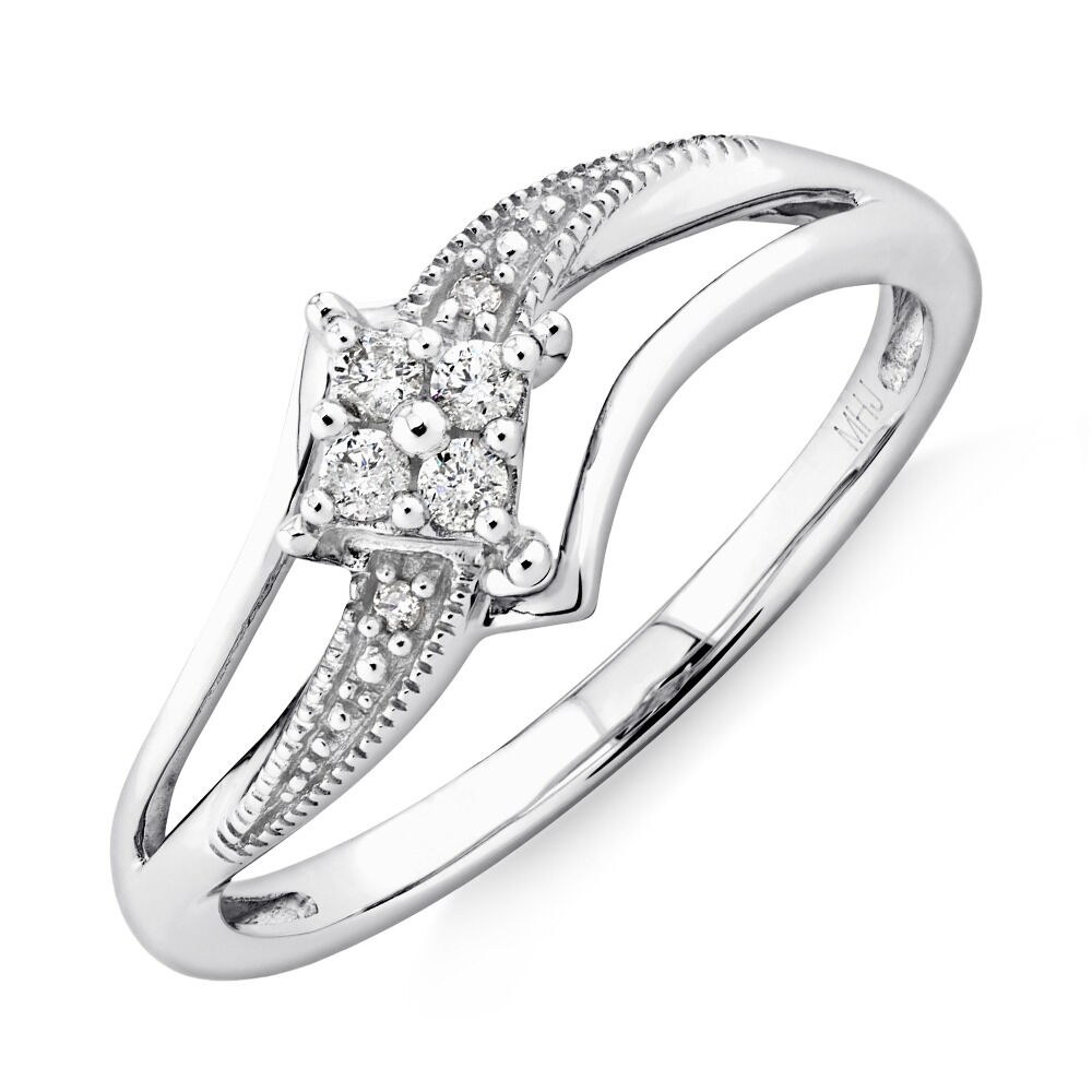 Promise Ring with Diamonds in 10ct White Gold