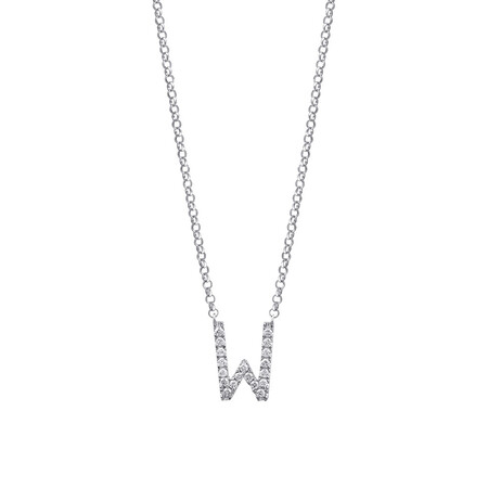 "W" Initial necklace with 0.10 Carat TW of Diamonds in 10kt White Gold "W" Initial necklace with 0.10 Carat TW of Diamonds in 10kt White Gold